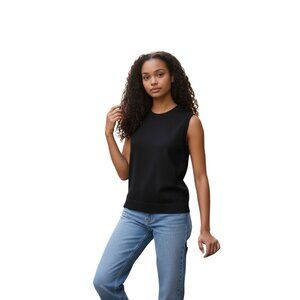 J Crew Featherweight Cropped Sweater Shell~Size XS~Black Sleeveless Top L14 01